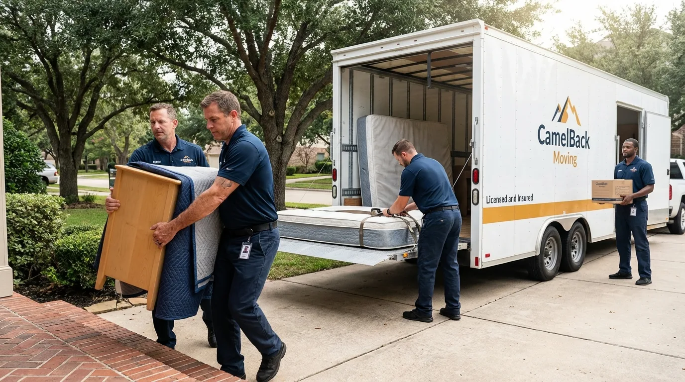 Crew loading residential truck for cross-state move from Sidney, OH