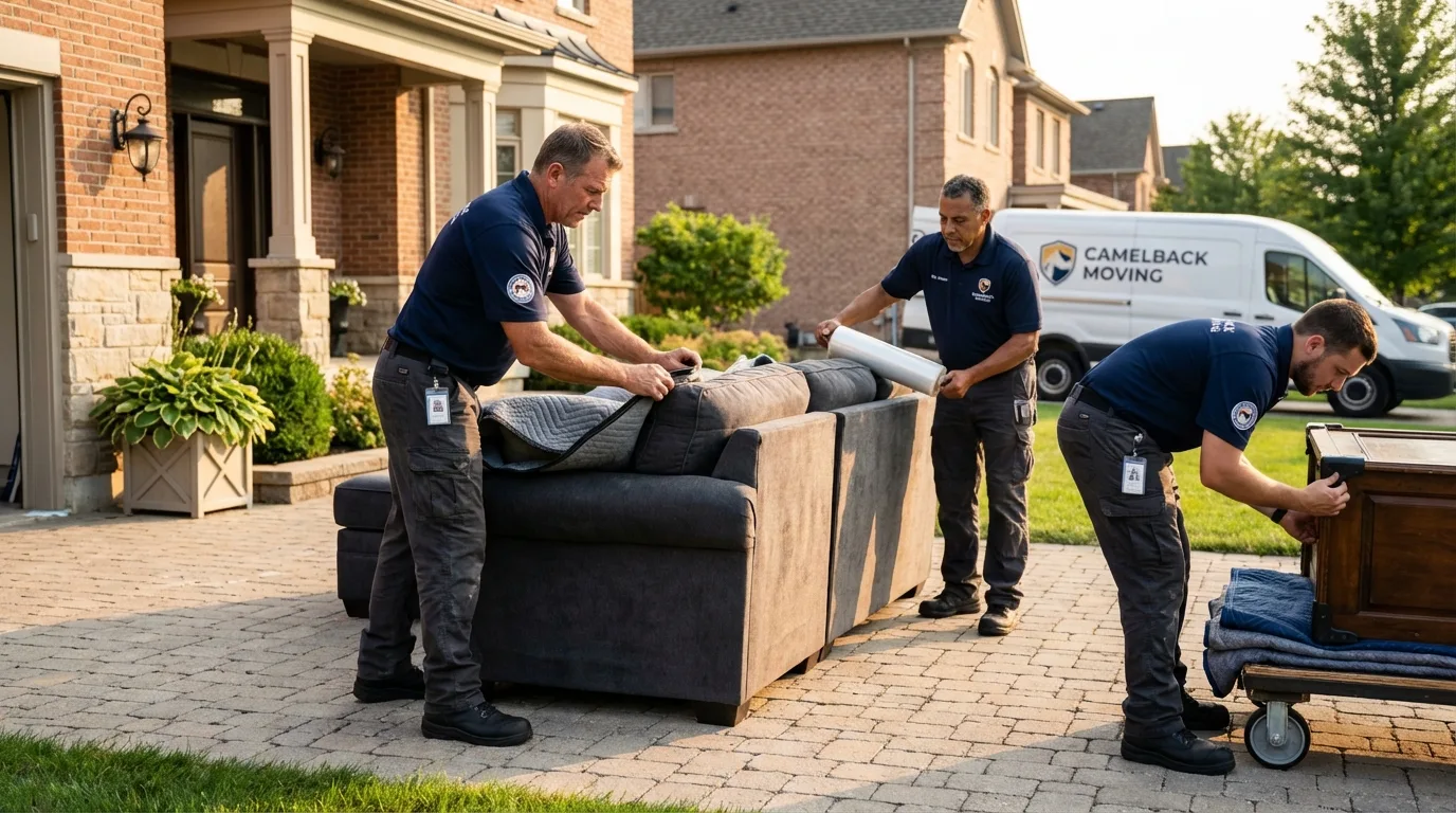 Large estate moving crew wrapping furniture in Sidney, OH